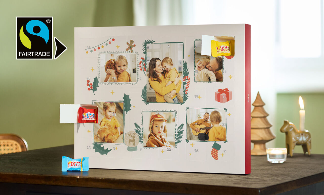 Adventný kalendár s fotografiami a čokoládovými prekvapeniami