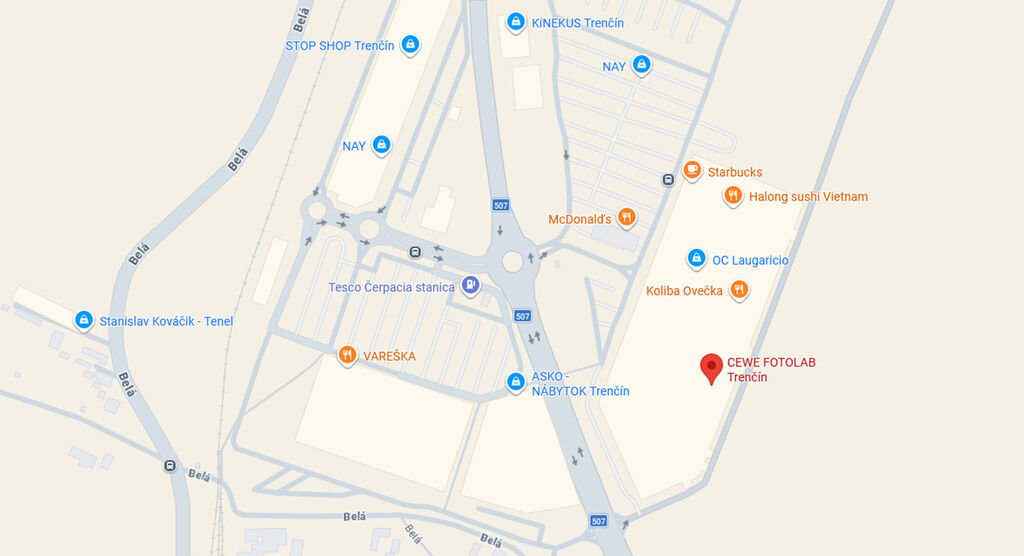 Mapa Trenčína s označením Zoo Max