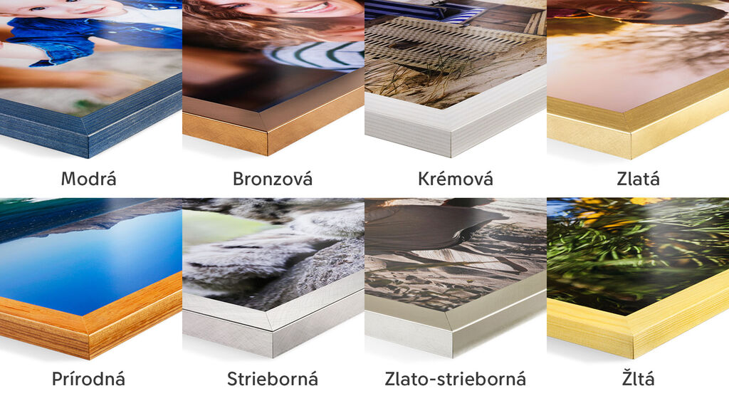 Rôzne farby a materiály CEWE nástenných obrazov, prezentované s láskou.