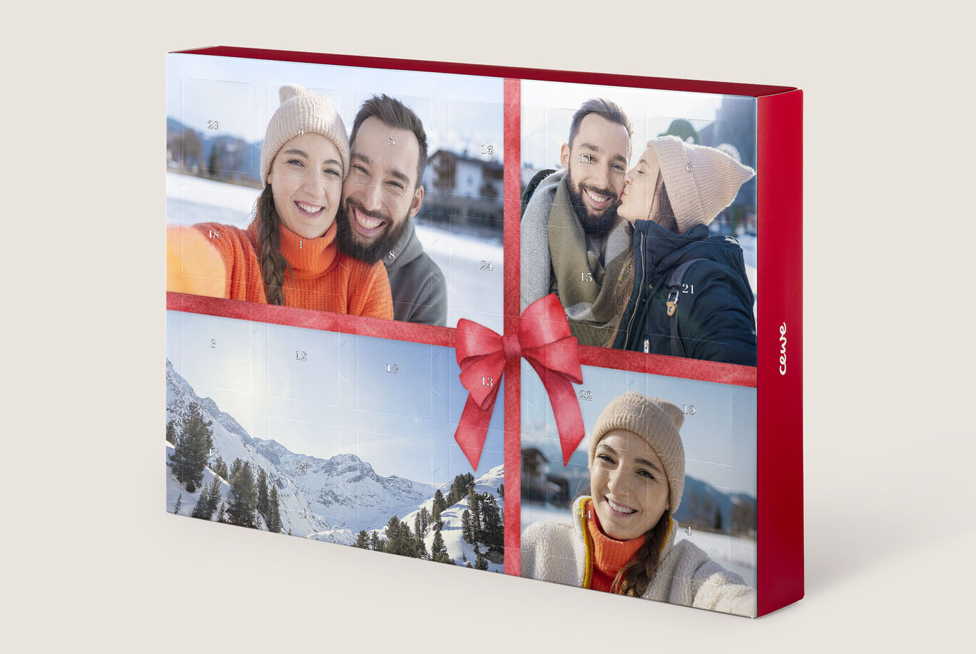 CEWE fotokniha plná šťastných spomienok na zimnú dovolenku, krásne navrhnutá.