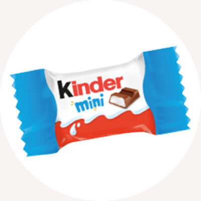 Farebný obal na čokoládu Kinder Mini s modrým okrajom