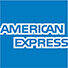 Logo American Express v modrej farbe s bielym nápisom.