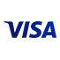 Logo Visa zobrazujúce nápis 'VISA' modrými písmenami na bielom pozadí.