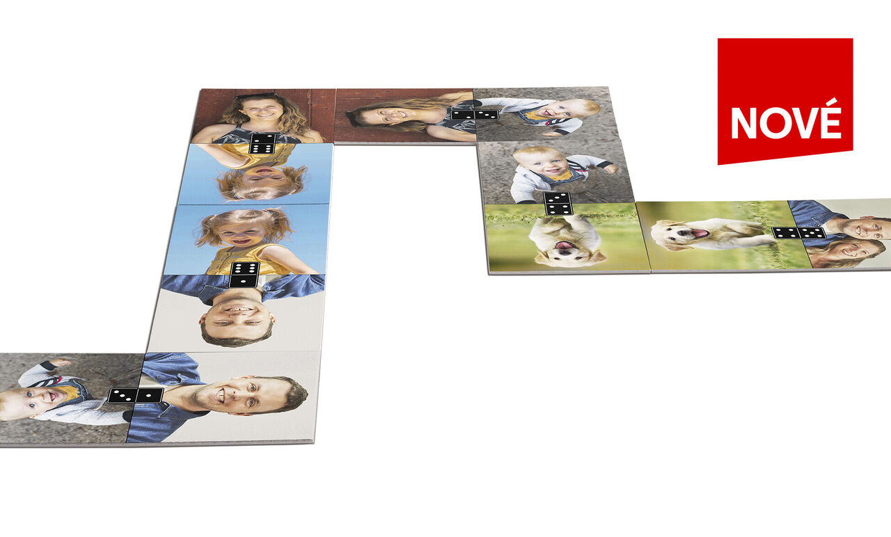 Kreatívne fotopuzzle s momentmi ľudí a zvierat, ktoré zdieľajú spomienky.